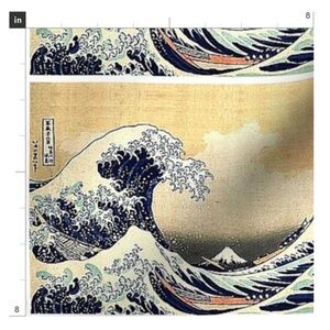 Fabric Swatch, The Wave by Hokusai, On Cotton